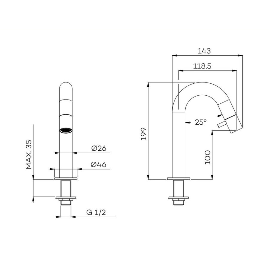 Fonteinkraan Lagoo Garda Opbouw Messing 19,9 cm (In 6 Verschillende Kleuren)