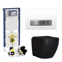 Geberit Sigma 8 (UP720) Toiletset set65 Mudo Rimless Mat Zwart Met Sigma 50 Drukplaat