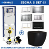 Geberit Geberit Sigma 8 (UP720) Toiletset set65 Mudo Rimless Mat Zwart Met Sigma 30 Drukplaat