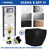 Geberit Geberit Sigma 8 (UP720) Toiletset set65 Mudo Rimless Mat Zwart Met Sigma 01 Drukplaat