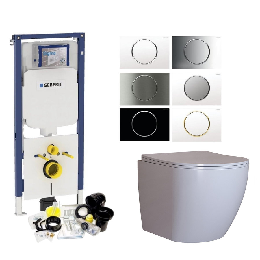 Geberit Sigma 8 (UP720) Toiletset set62 Mudo Rimless Met Sigma 10 Drukplaat