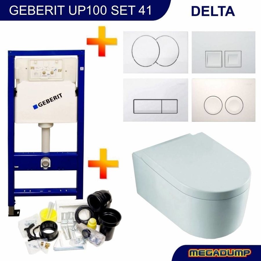 Up100 Toiletset 41 Aqua Splash Arco Diepspoel Met Delta Drukplaat