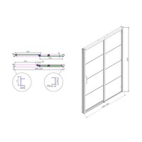 Douchedeur Boss & Wessing Black Edition Frame Softclose Rechts 130x200 cm Helder Glas Zwart