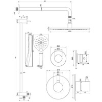 Inbouw Regendouche Set Brauer Copper Edition Gebogen Wanduitloop Ronde Hoofddouche 30 cm Met Twee Stopkranen Glijstang en Handdouche 3 Standen Koper