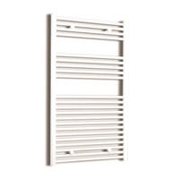 Elektrische Design Radiator Sanicare Plug & Play 111,8x45 cm Wit 596 Watt Met Zwarte Thermostaat Links