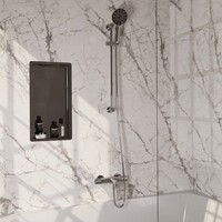 Opbouwset Bad- en Douchekraan Brauer Chrome Carving Thermostatisch Met Glijstang En Handdouche 3 Standen Geborsteld Chroom