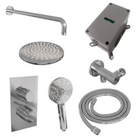 Inbouw Regendouche Set Brauer Chrome Edition Gebogen Wanduitloop Ronde Hoofddouche 20 cm Met Handdouche 3 Standen