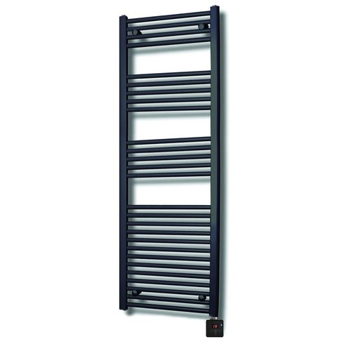 Elektrische Design Radiator Sanicare Plug & Play 172x45 cm Mat Zwart 596 Watt Met Zwarte Thermostaat En Bluetooth Links 