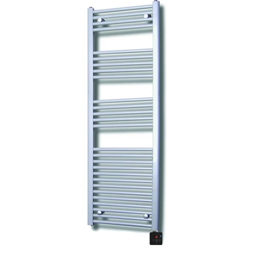 Elektrische Design Radiator Sanicare Plug & Play 172x60 cm Zilvergrijs 730 Watt Met Chroom Thermostaat En Bluetooth Links 