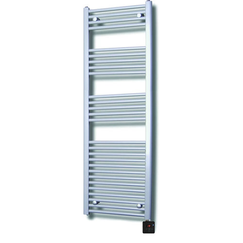 Elektrische Design Radiator Sanicare Plug & Play 172x60 cm Zilvergrijs 730 Watt Met Zwarte Thermostaat En Bluetooth Links 