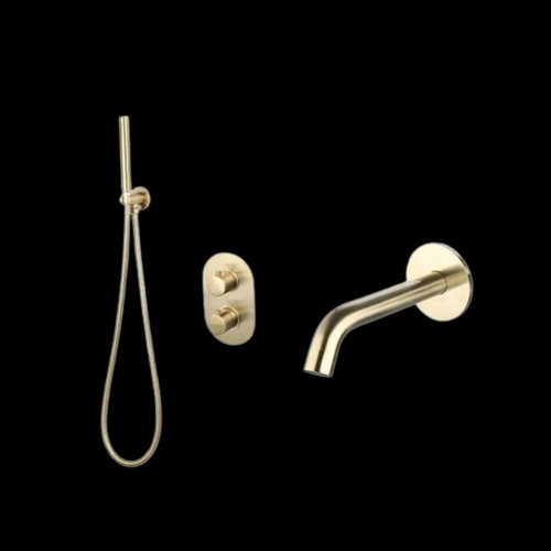 Badset Sanilux Bubbel Inbouw Met Box Thermostaat Geborsteld Goud 