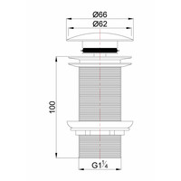 Clickwaste Wiesbaden Caral Verlengd 5/4" Geborsteld Staal