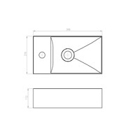 Fontein Arcqua Marble Free 40x22x12 cm Kraangat Links Zonder Overloop Glanzend Wit