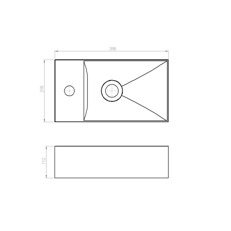 Fontein Arcqua Marble Free 40x22x12 cm Kraangat Links Zonder Overloop Mat Wit