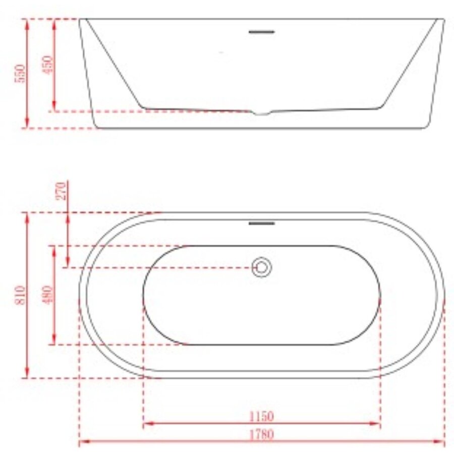 Vrijstaand Ligbad Arcqua Santo 178x80 Acryl Glans Wit