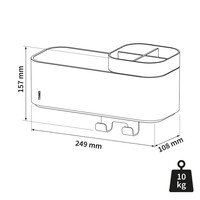 Opbergbakje Tiger 2-Store met Handdoekhaak en Tandenborstelhouder 25 cm Zwart