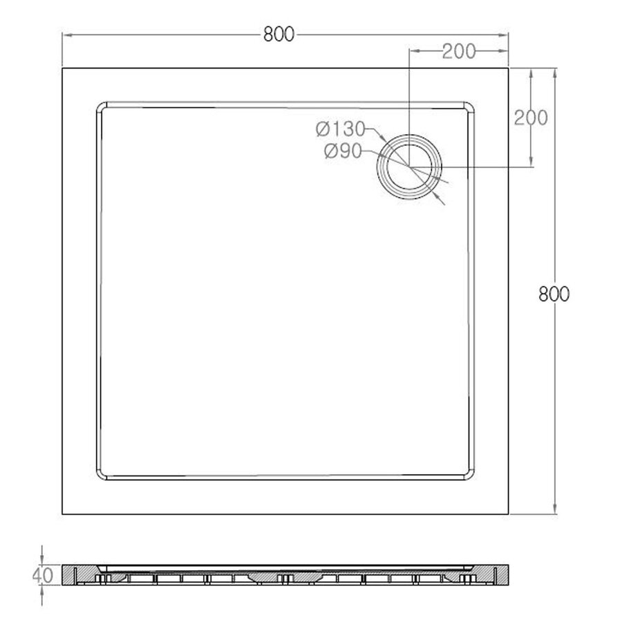 Douchebak Xellanz Luxe SMC Vierkant 80x80x4 cm Wit