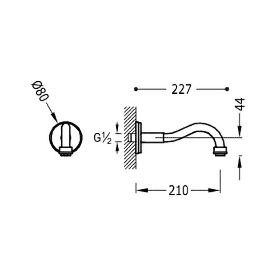 Kraanhals Tres Clasic Inbouw Uitloop 21 cm Chroom