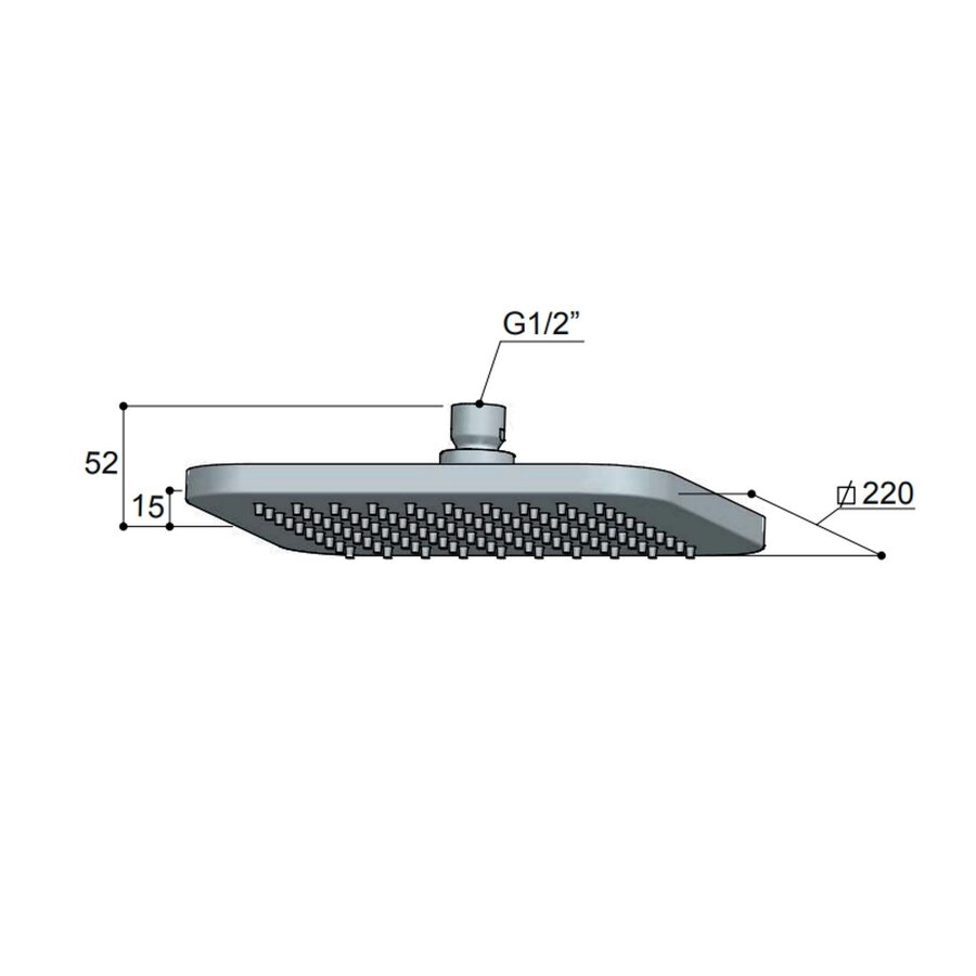 Hoofddouche Hotbath Gal Vierkant 22x22 cm Chroom