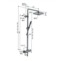 Thermostatische Stortdoucheset Hotbath Gal 128 cm Mat Zwart