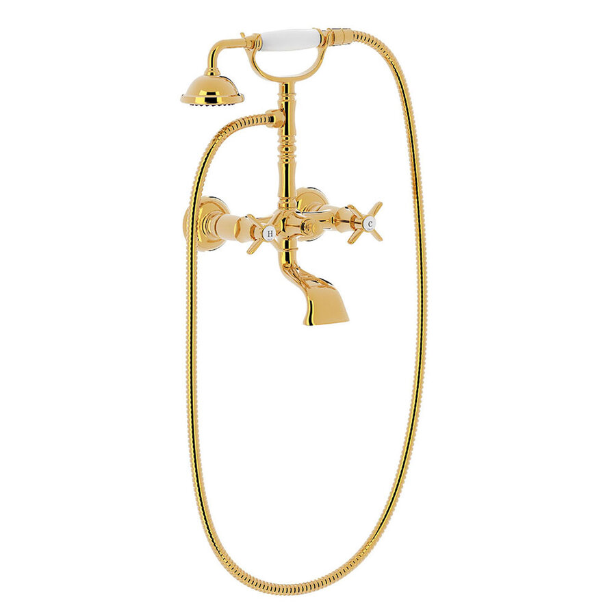 Douchemengkraan Tres Clasic 2 Kruisgreep Incl Handdouche met Steun Goud