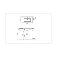 Wastafel Plieger Vitra Mia 1 Kraangat 40x80 cm Met Overloop Rechthoek Wit