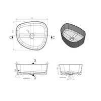 Waskom Arqua Rocker Cast Marble 50x37 cm Organisch Mat Antraciet