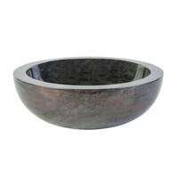 Waskom AQS Stone Rond 35x35x12 cm Gepolijst Natuursteen Zwart Marmer