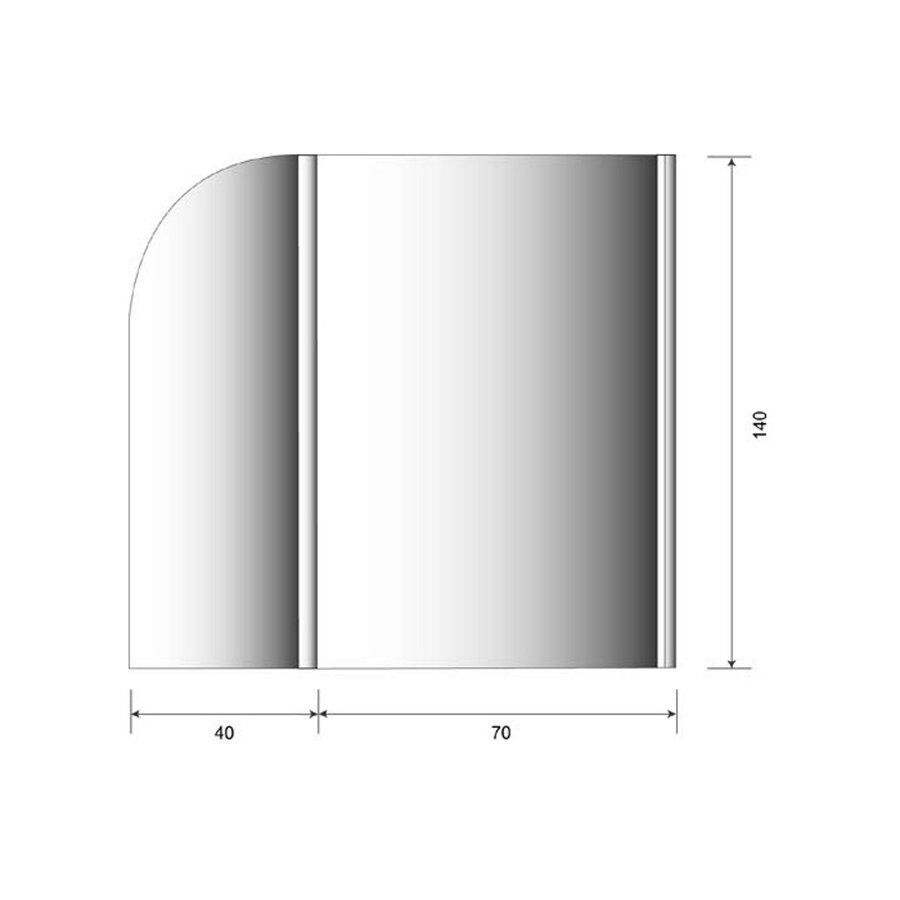 Badwand Royal 6 mm Glas 70/40x140 cm Chroom