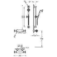 Douchekraan Tres Clasic Thermostatisch Set Incl. Glijstang en Handdouche Chroom