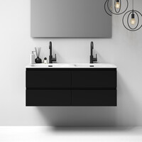 Meubelset Brauer Solution 120 Mat Zwart 4 Lades Met Wastafel Furiosa Glanzend Wit 2 Kraangaten