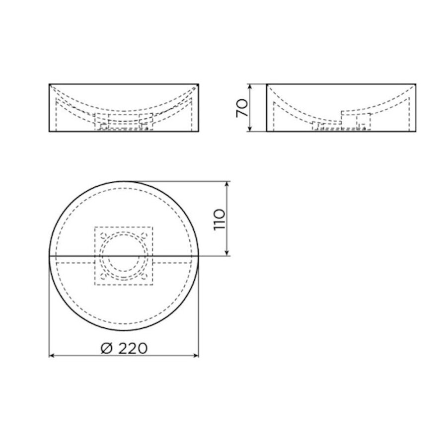 Clou Vale Rond Fontein Zonder Kranenbank Met Geïntegreerde Afvoer Grijs Mat Keramiek 22 cm