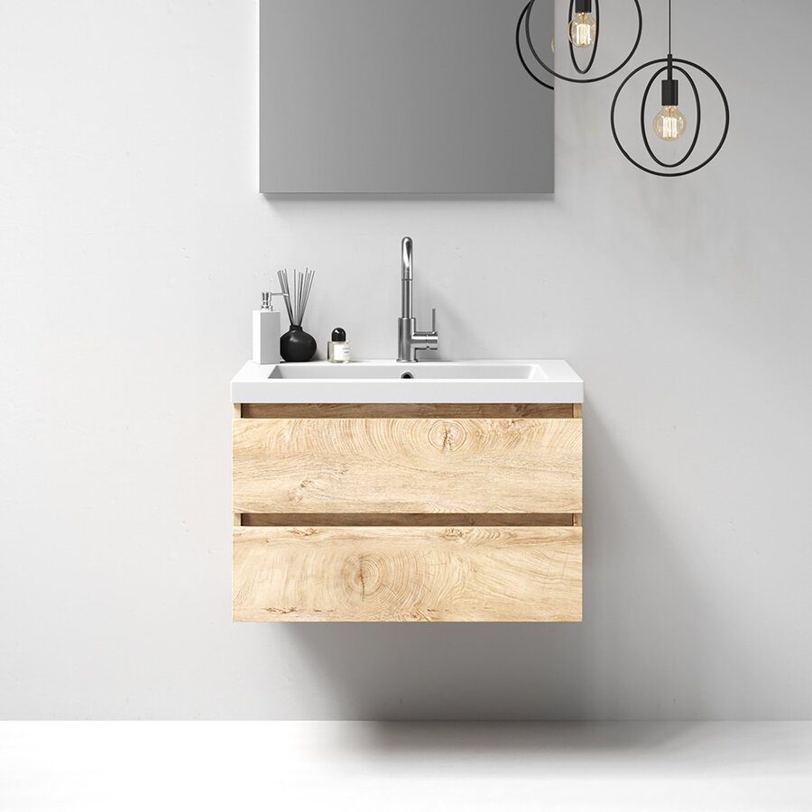 Meubelset Brauer Solution 80 Sahara 2 Lades Met Wastafel Foggia Glanzend Wit 1 Kraangat