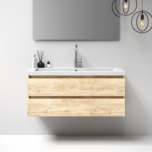 Meubelset Brauer Solution 120 Sahara 2 Lades Met Wastafel Foggia Glanzend Wit 1 Kraangat 