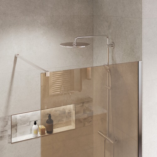 BWS Inloopdouche Pro Line Brons Glas 200 cm 8mm Nano Coating RVS Profiel en Stang (Alle Maten) 