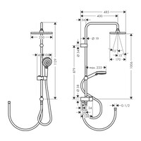 Regendouche set HansGrohe Vernis Shape Showerpipe 230 1 Jet Reno E Mat Zwart