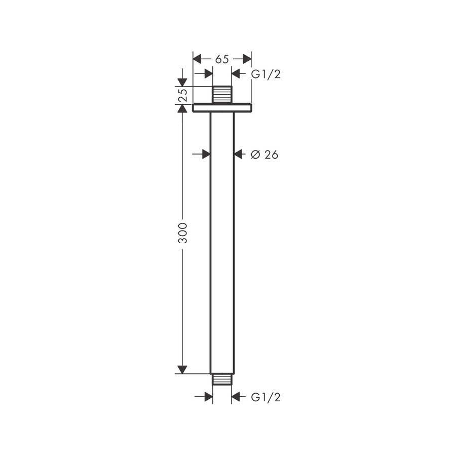 Plafondaansluiting HansGrohe Vernis Shape 30 cm Chroom