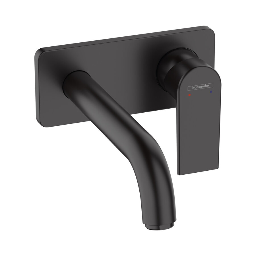 Wastafelmengkraan Eengreeps Inbouw HansGrohe Vernis Shape Voor Wandmontage Voorsprong 20.7 cm Mat Zwart
