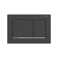 Drukplaat Geberit Omega 30 voor 2-toets Spoeling met Glansverchroomde Designstroken Mat Zwart