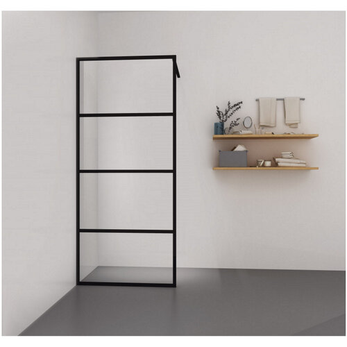 Inloopdouche Sanimar Loft Lines Helder Veiligheidsglas 100 x 200 cm Zwart Nano Antikalk Coating 8 mm 