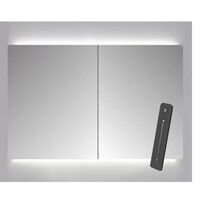 Spiegelkast Sanicare Qlassics Ambiance 90x60 cm Met Dubbelzijdige Spiegeldeuren, LED Verlichting En Afstandsbediening Grey Wood