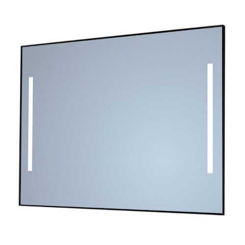 Spiegel Sanicare Q-Mirrors 60x70 cm Vierkant Met Links & Rechts LED Cold White, Omlijsting Mat Zwart incl. ophangmateriaal Zonder Schakelaar 