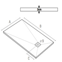 Douchebak Aquasplash Renovi 160x90x3 cm Composietsteen Mat Zwart