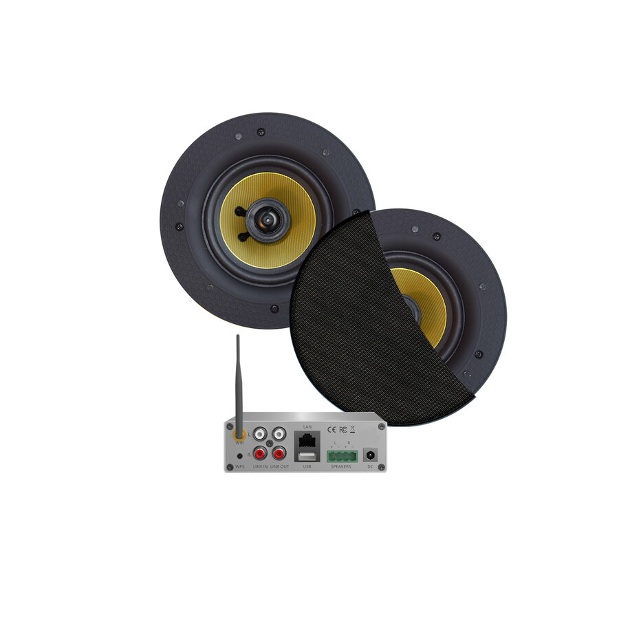 Wifi-Audiosysteem Aquasound Airplay + DLNA 70 Watt Incl Zumba Speakers Mat Zwart