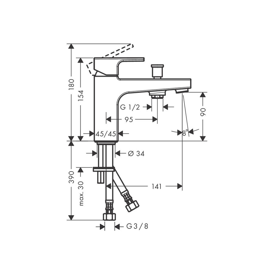 Bad en Douchemengkraan HansGrohe Vernis Shape Eengreeps Monotrou Zinc Chroom