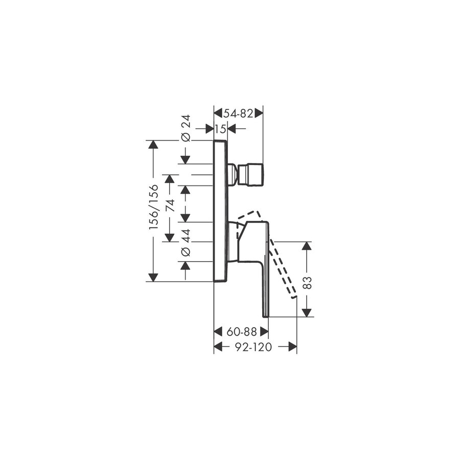 Badmengkraan Inbouw HansGrohe Vernis Shape Eengreeps Chroom