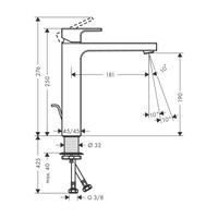 Wastafelmengkraan HansGrohe Vernis Shape Eengreeps 230 Zinc Met Trekwaste Chroom