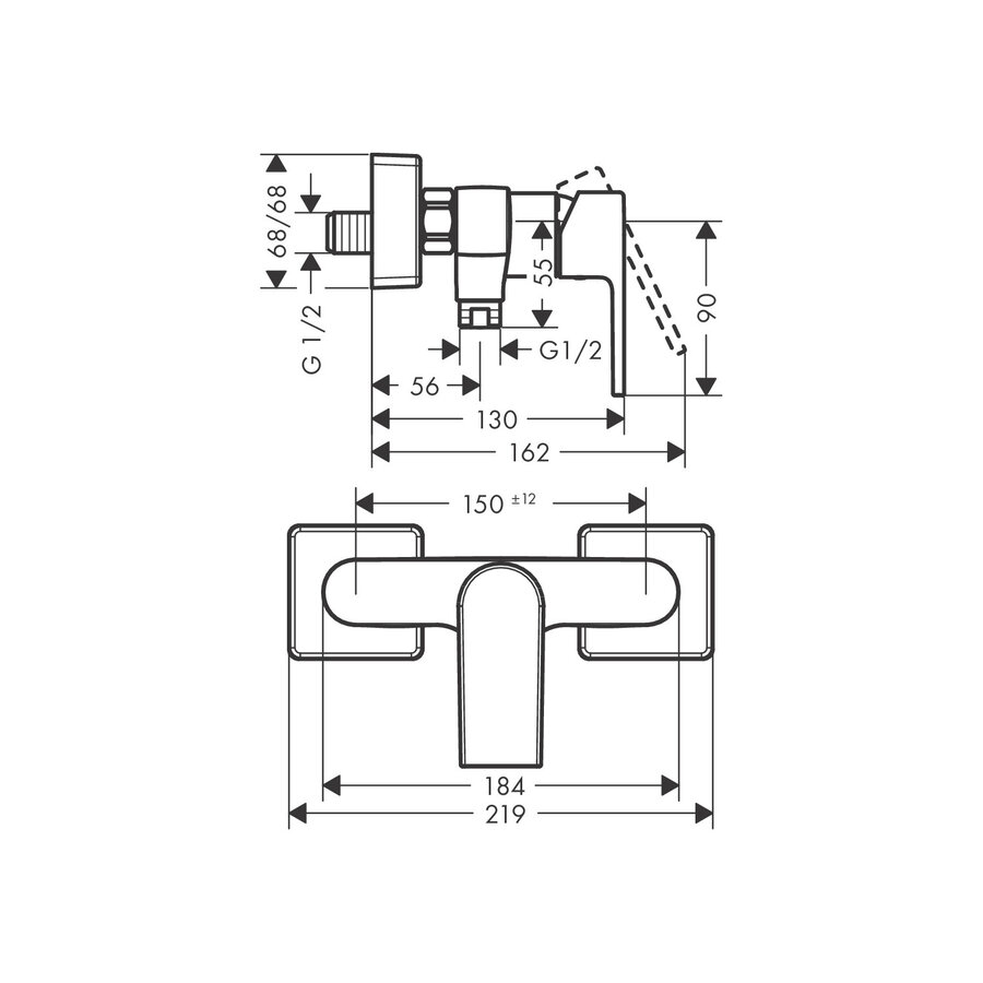 Douchekraan Hansgrohe Vernis Shape Eengreeps Met 2 Flow Rates Chroom