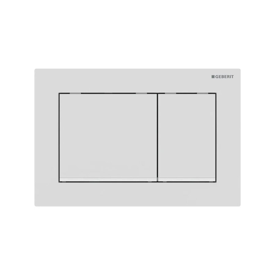 Drukplaat Geberit Omega 30 voor 2-toets Spoeling met Witte Designstroken Mat Wit