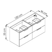 Wastafelonderkast Allibert Play Dubbele Sifon uitsparing 120 cm Alphenwit